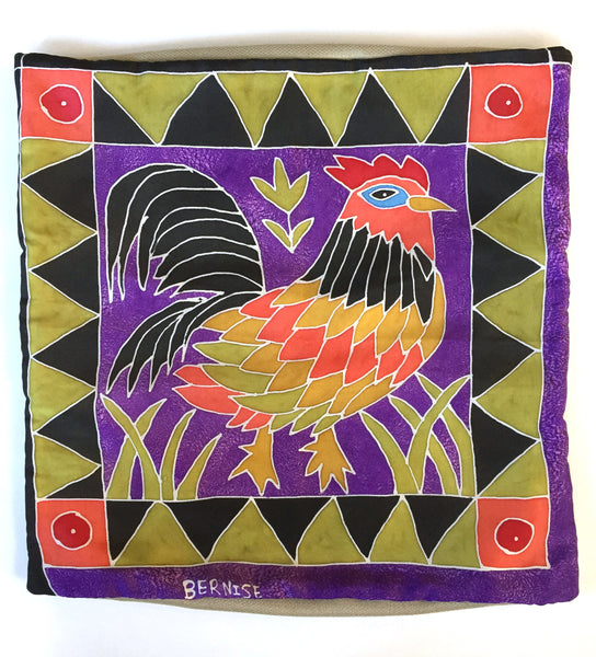 Silk Pillow Cover: Proud Rooster