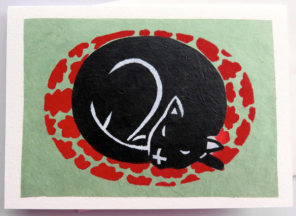 Handmade Card: Sleeping Black Cat