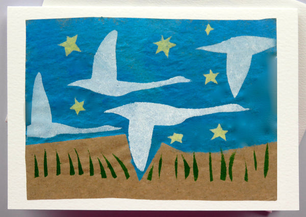 Handmade Card: Swan in Flight