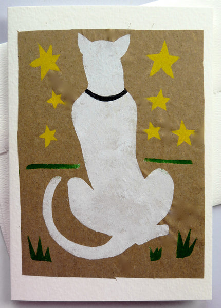 Handmade Card: White Cat Watching