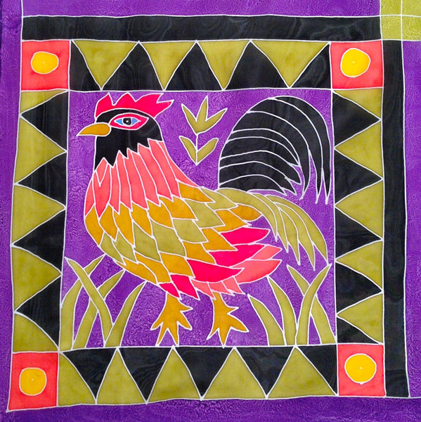 Silk Pillow Cover: Proud Rooster